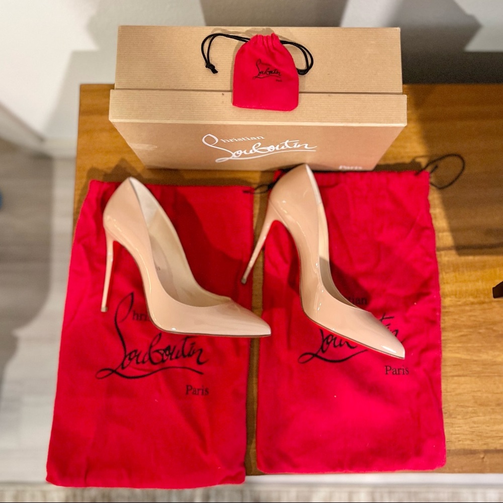 Christian Louboutin — Pigalle Follies 100 Patent Leather Pumps Nude